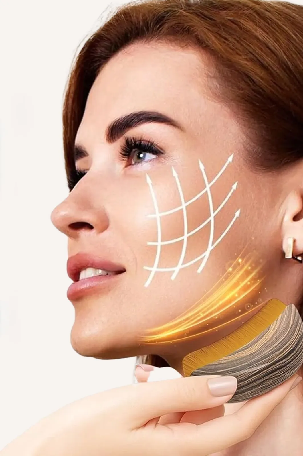 Glowiex Lymphatic Contour Face Brush in use